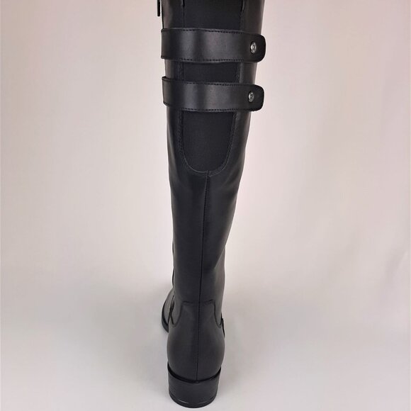 Knee High Black Boot with Buckles - Picture 3 of 10